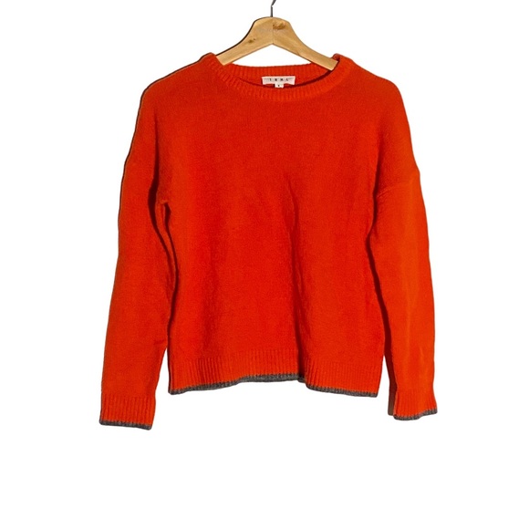THML Neon Orange Gray Trim Soft Sweater - Picture 2 of 5